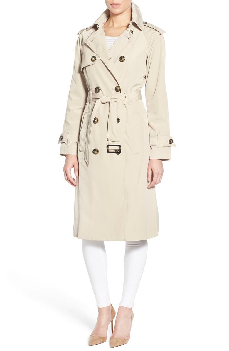 London Fog Double Breasted Trench Coat, Alternate, color, 