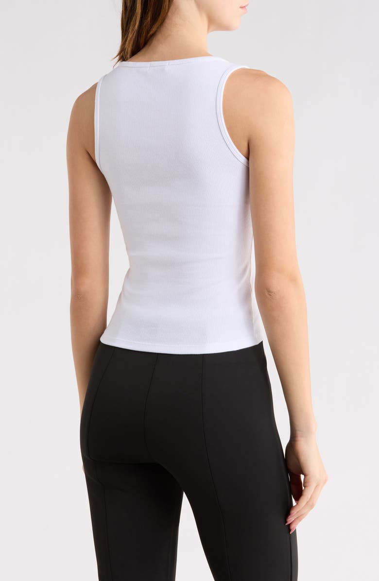 Good American Scoop Neck Micro Rib Tank, Alternate, color, White