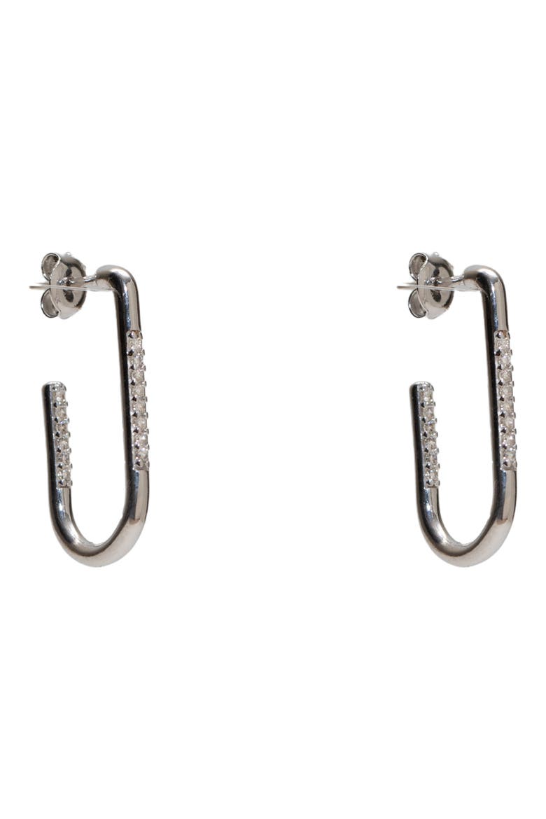 Pave U-Shaped Hoop Earrings, Main, color, SILVER