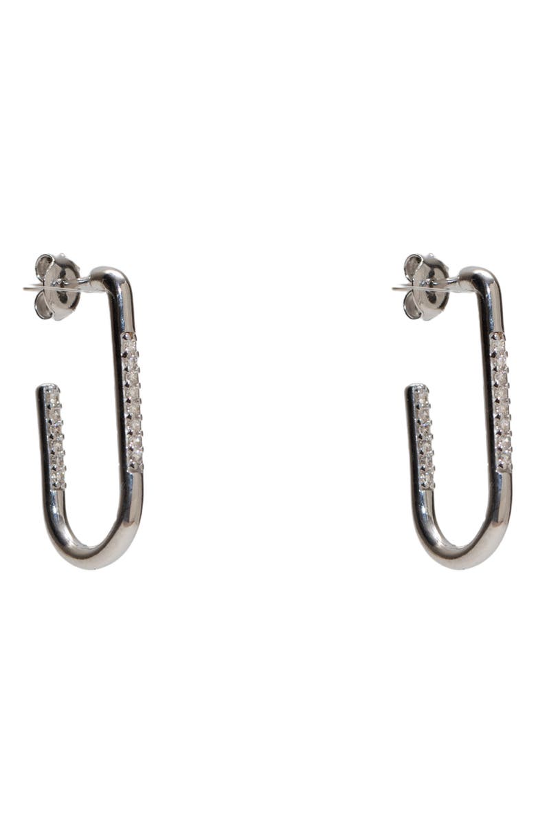 Argento Vivo Sterling Silver Pave U-Shaped Hoop Earrings, Main, color, Silver