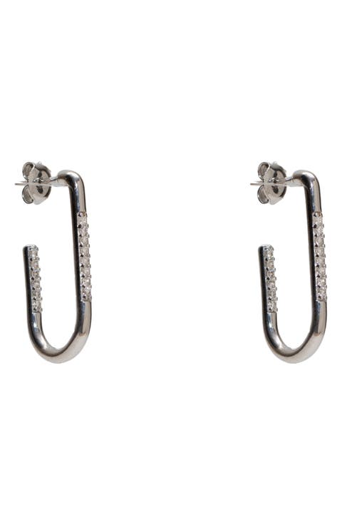 Pave U-Shaped Hoop Earrings