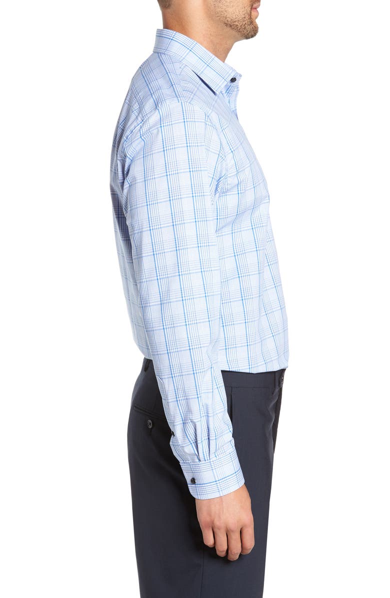 Nordstrom Men's Shop Tech-Smart Traditional Fit Plaid Dress Shirt, Alternate, color, Blue Bliss