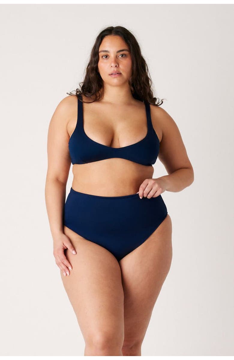 LONDRE BODYWEAR The Plunge Scoop Top, Main, color, Soft Navy