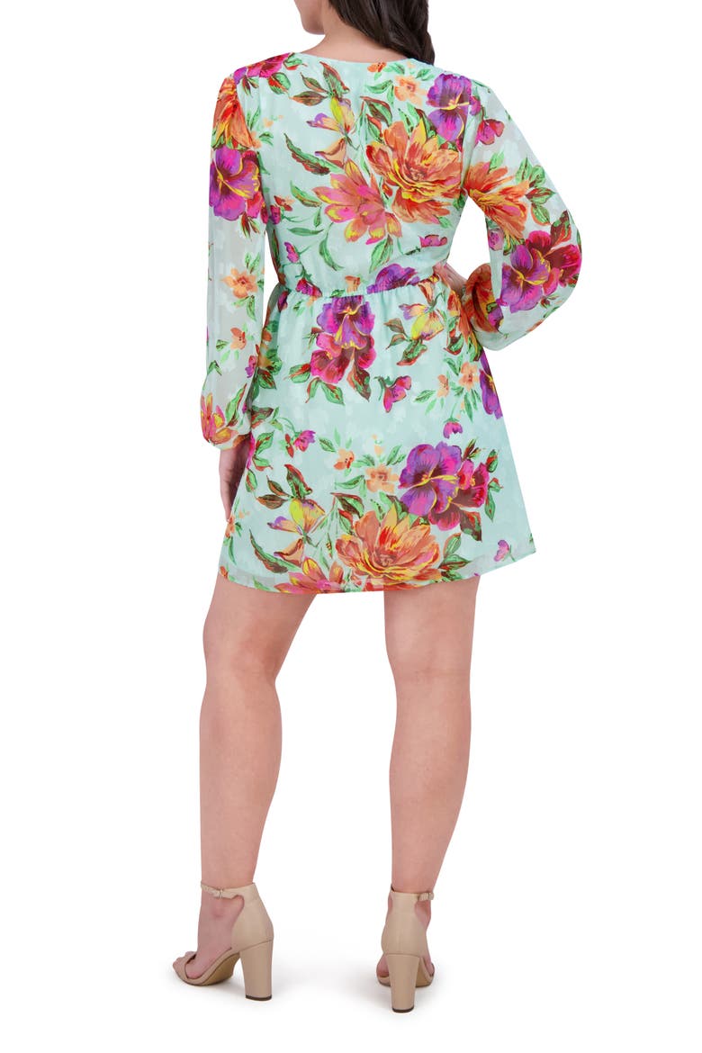 Printed Burnout Long Sleeve Dress, Alternate, color, MINT