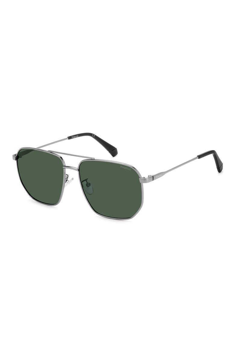 59mm Polarized Rectangular Sunglasses, Alternate, color, RUTHENIUM/ GREEN POLARIZED
