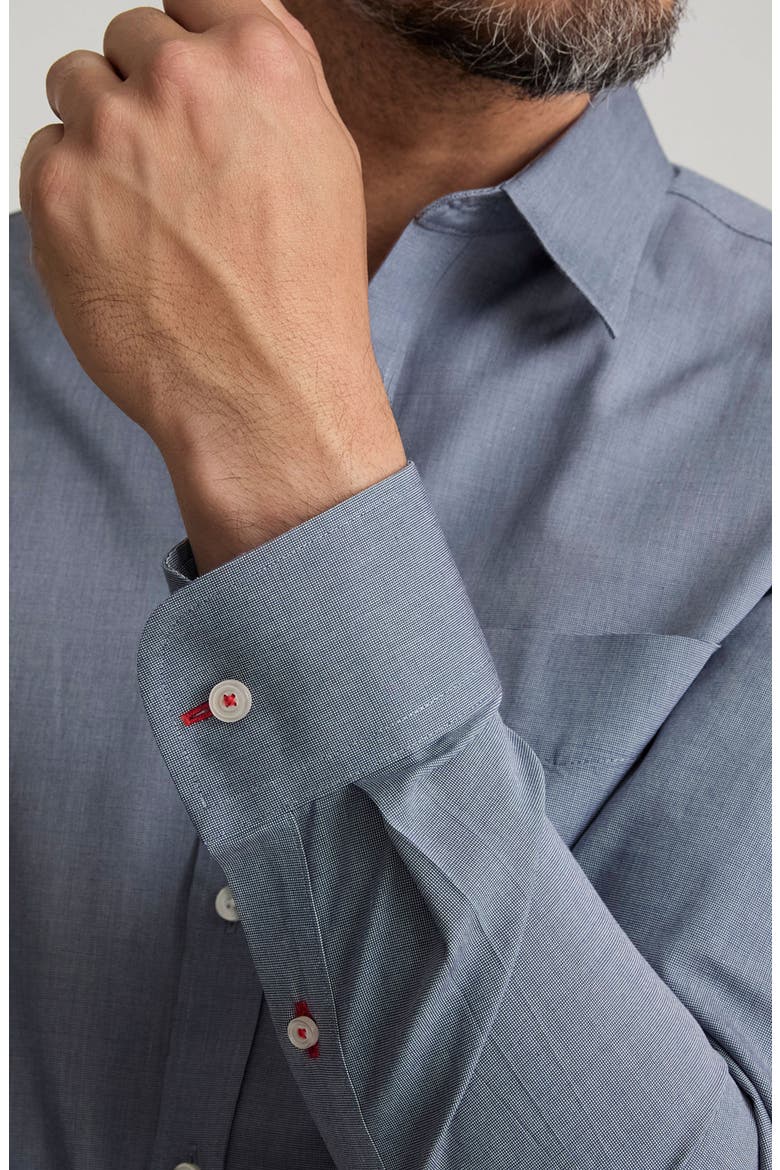 Pio Cesare Navy Microdot Wrinkle Free Cotton Button-Up Shirt, Alternate, color, NAVY