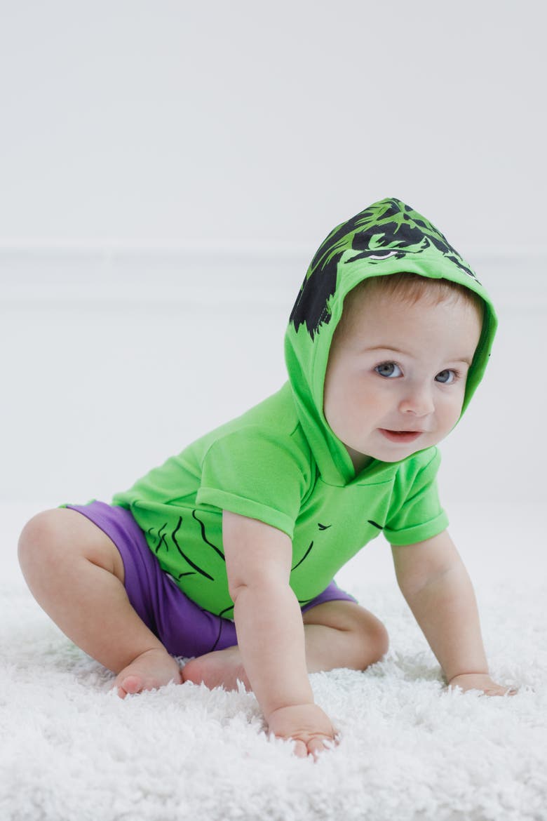 Cosplay Hooded Romper, Alternate, color, Hulk Green Purple