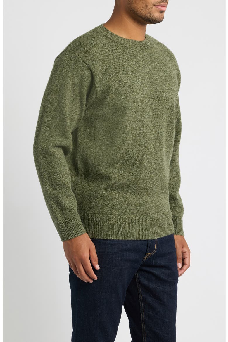 Shetland Wool Crewneck Sweater, Alternate, color, OLIVE HEATHER