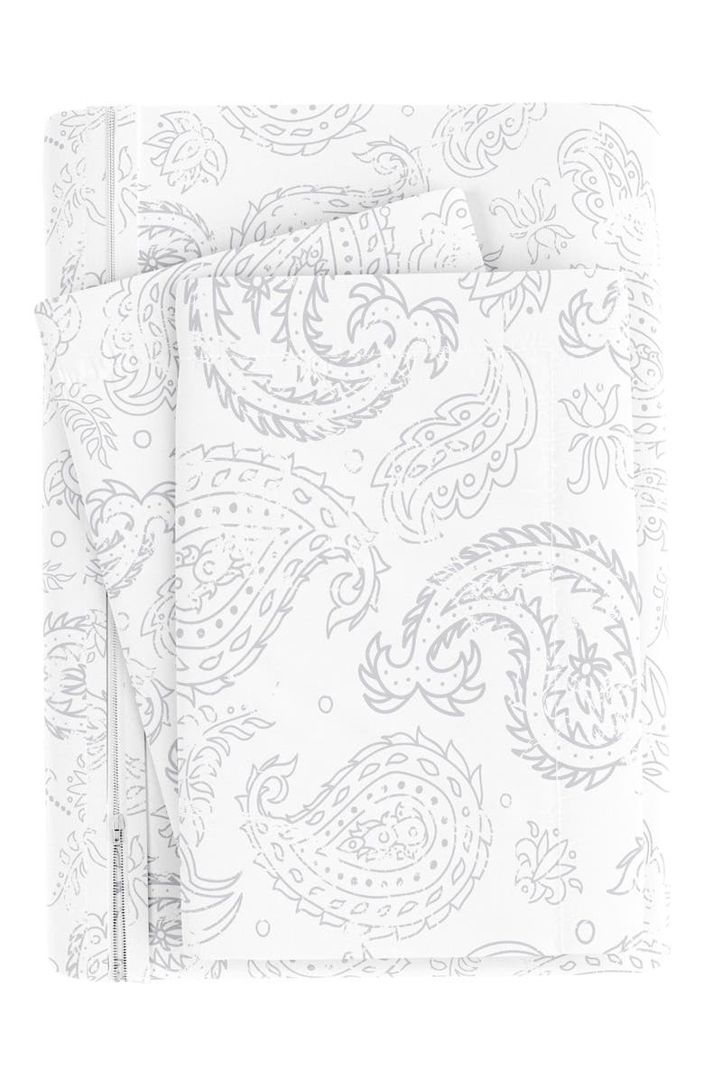 HOMESPUN HOME SPUN Premium Ultra Soft 3-Piece Coarse Paisley Print Duvet Cover Set, Alternate, color, Light Gray