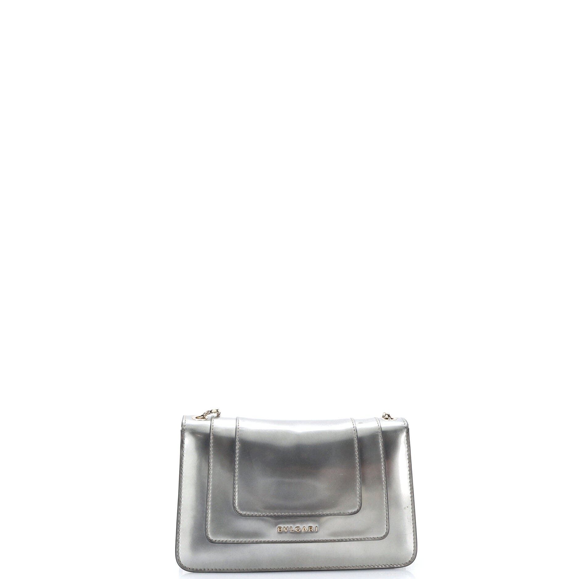 Serpenti Forever Shoulder Bag Metallic Leather Small, Alternate, color, Metallic Silver