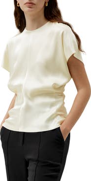 Lilysilk Short Batwing Sleeve Silk Contour Top
