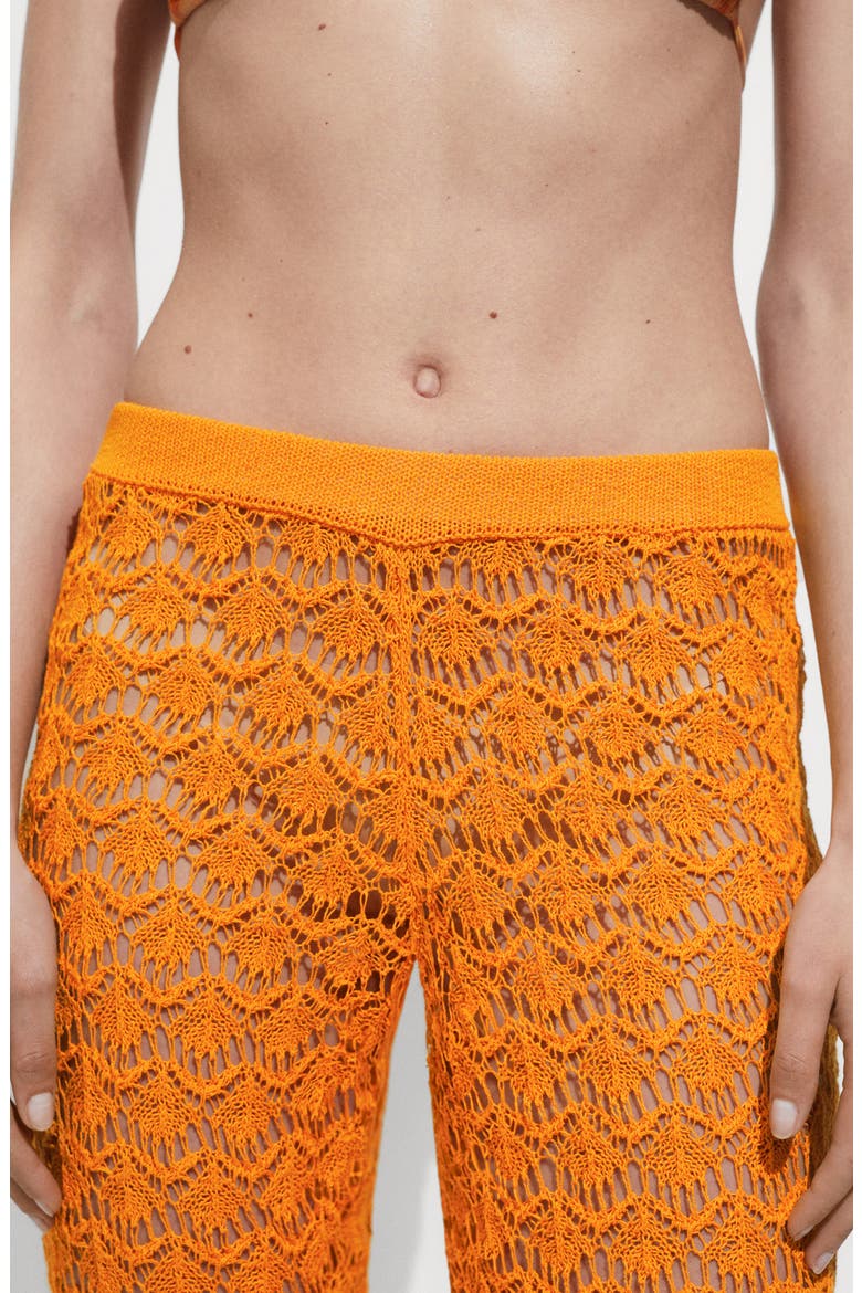Open Stitch Flare Cover-Up Pants, Alternate, color, ORANGE