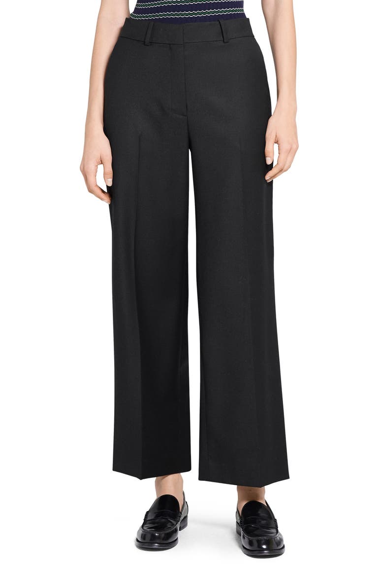 Sleek Flannel Straight Classic Pants, Main, color, BLACK