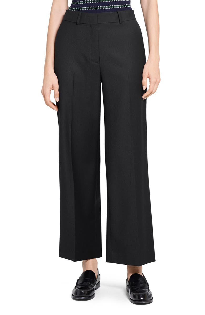Theory Sleek Flannel Straight Classic Pants, Main, color, Black
