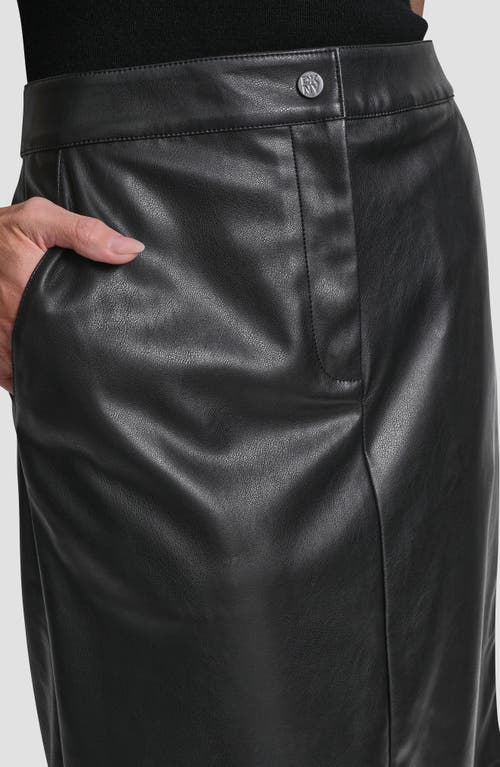 Dkny Fringe Faux Leather Midi Skirt In Black