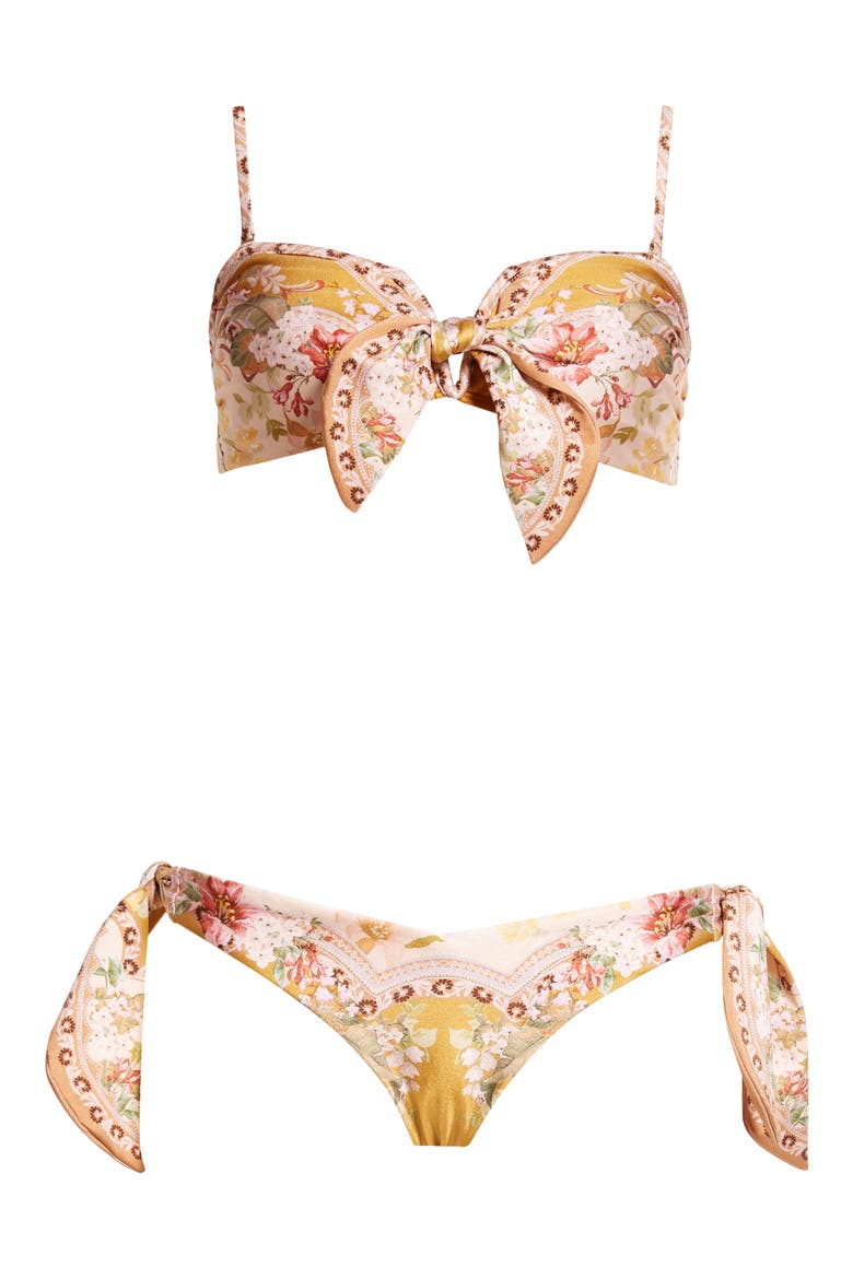 Wylie Scarf Tie Two-Piece Swimsuit, Alternate, color, MUSTARD FLORAL