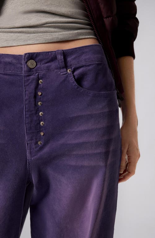 Desigual Stretch Cotton Corduroy Wide Leg Pants In Blue