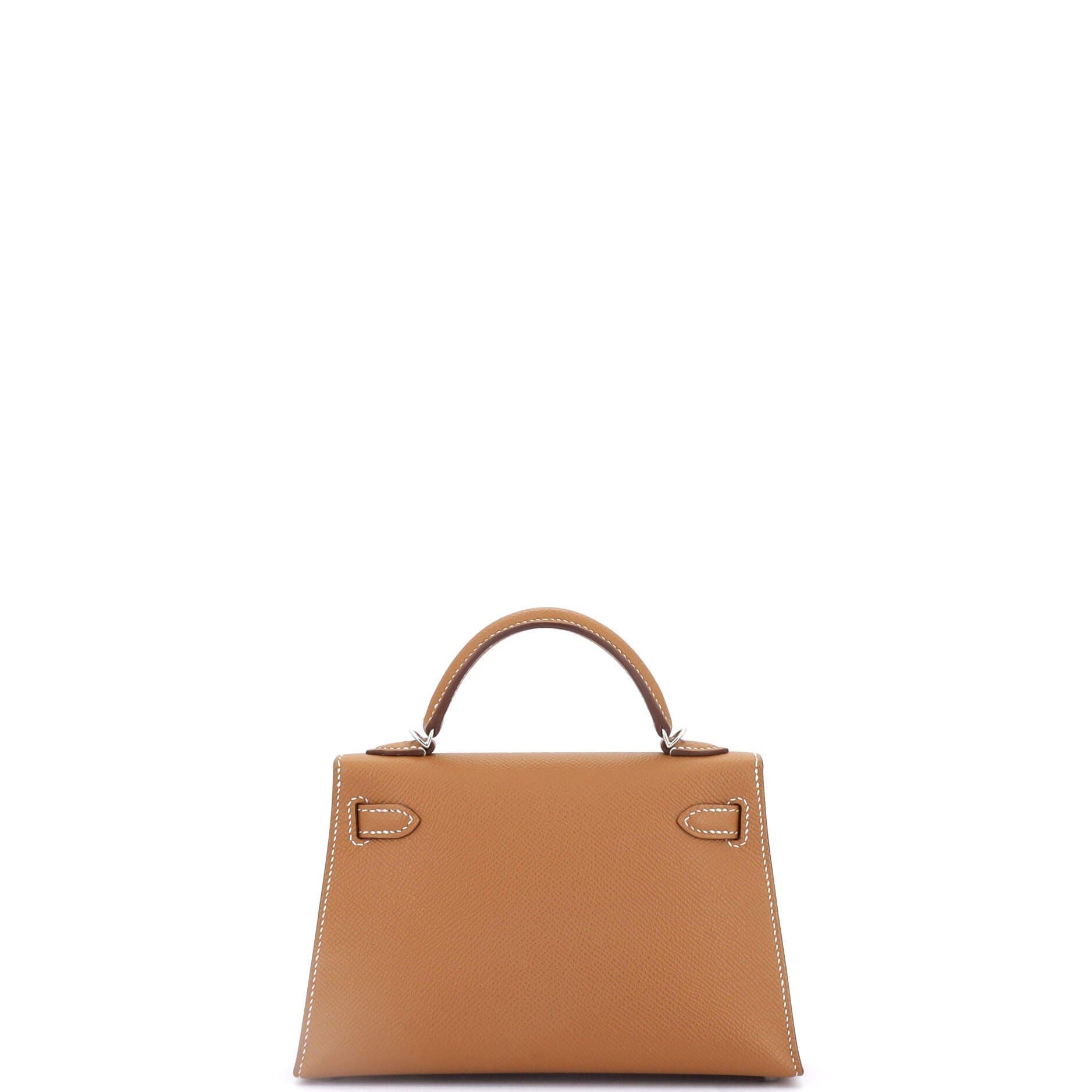 Pre-Owned Hermes Kelly Mini II Bag Brown Epsom with Palladium Hardware 20, Alternate, color, 