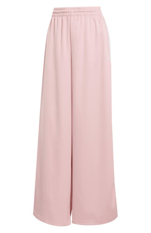 Adidas Originals Adidas Satin Ruffle 3-stripes Wide Leg Track Pants In Pink