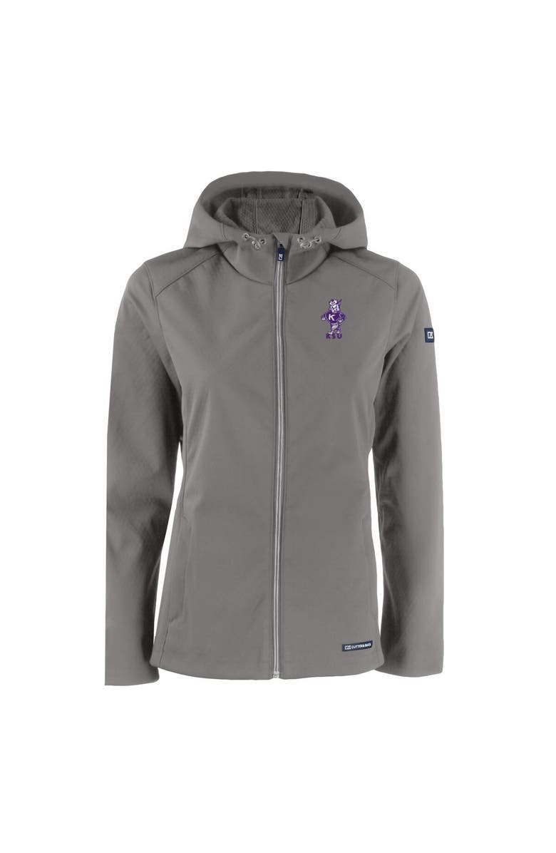 Cutter & Buck Women's Cutter & Buck  Gray Kansas State Wildcats Vault Evoke Eco Softshell Recycled Full-Zip Hooded Jacket, Alternate, color, 