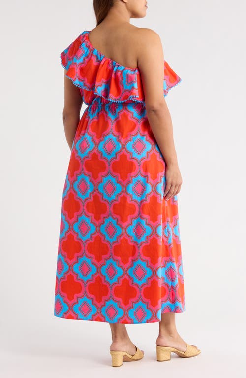 Sugarlips Devany Suraya One-shoulder Cotton Maxi Dress In Red