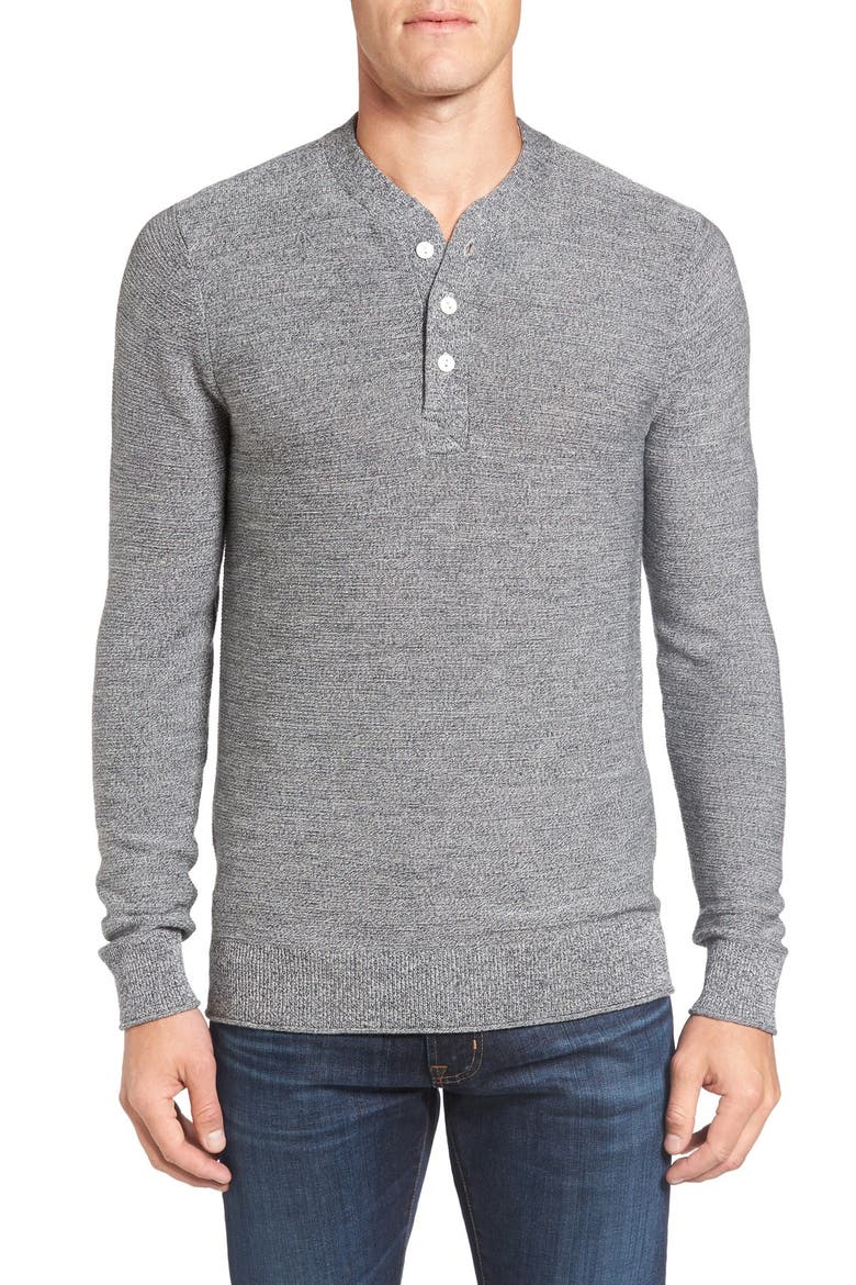 Merino Wool Knit Henley, Main, color, GREY JASPER