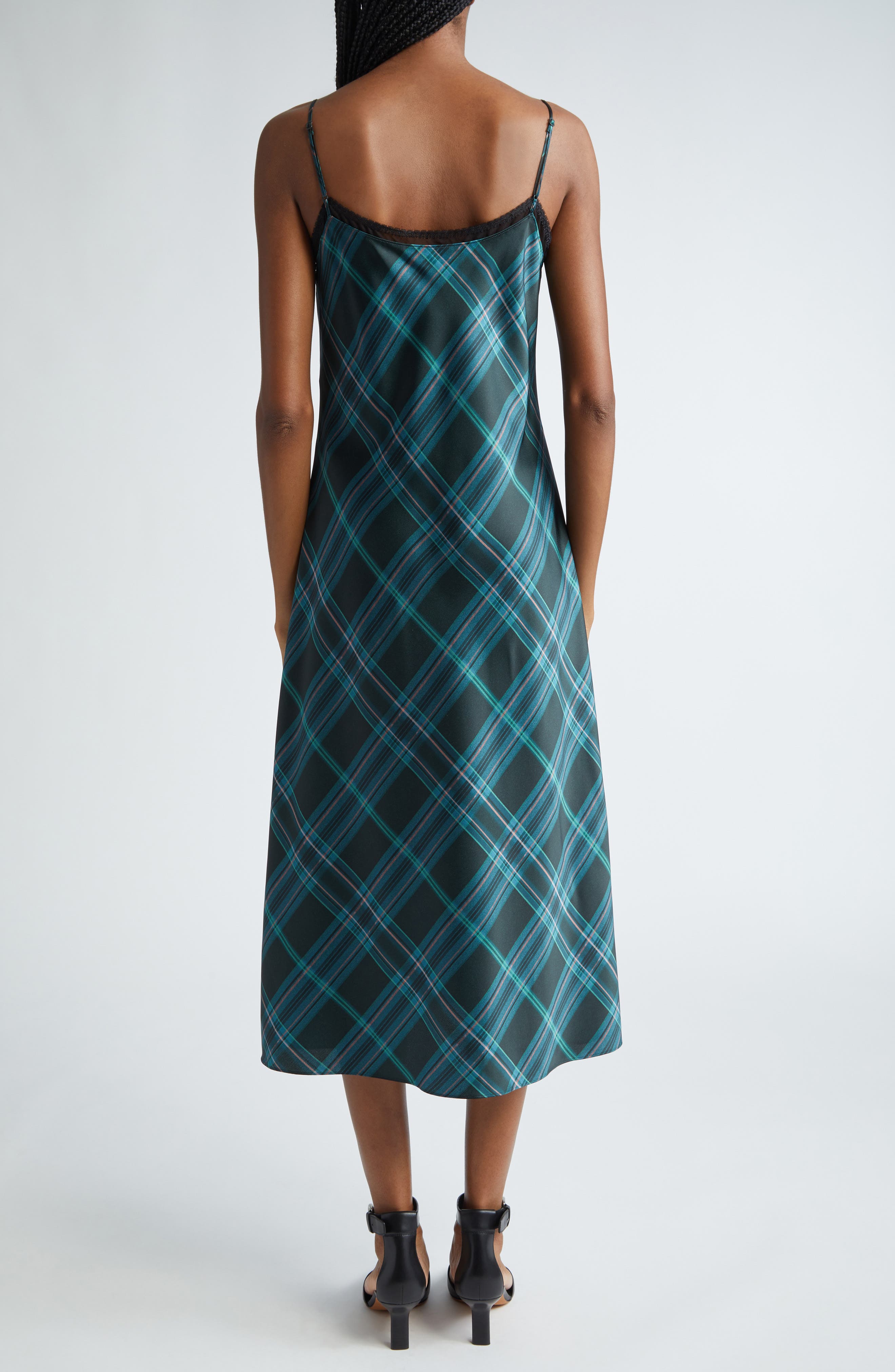 Plaid Satin Midi Slipdress - image 2