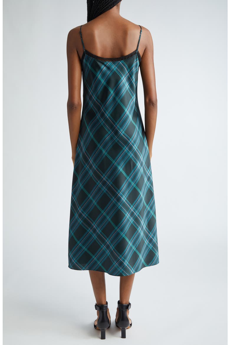 Plaid Satin Midi Slipdress, Alternate, color, JADE ONYX