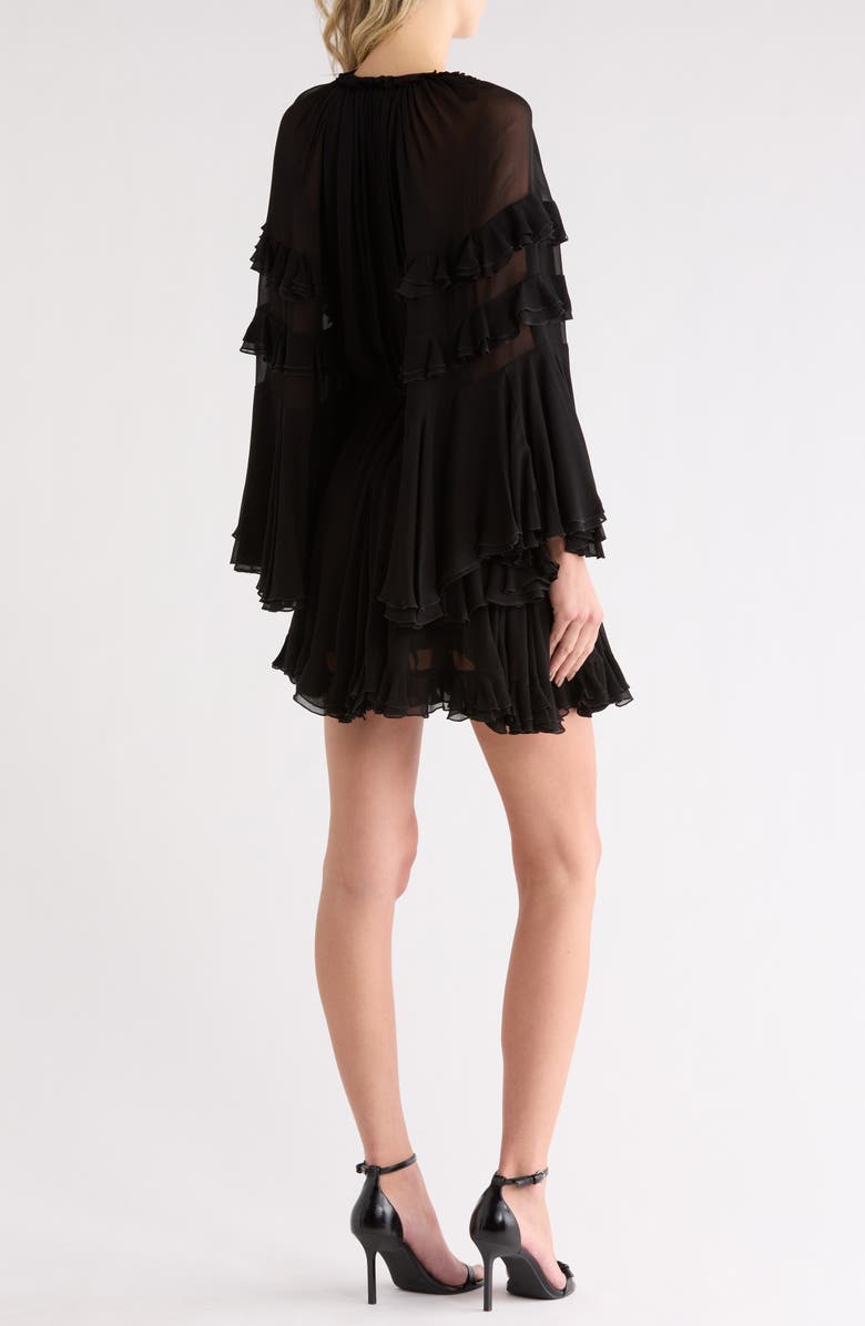 Alice + Olivia Adaline Ruffle Long Sleeve Minidress, Alternate, color, Black
