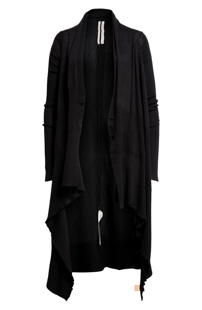 Rick Owens Open Front Long Wool Cardigan, Alternate, color, 