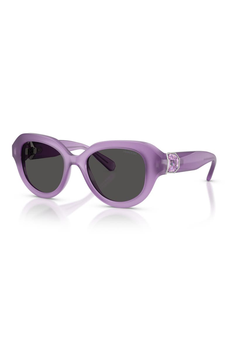 50mm Small Round Sunglasses, Alternate, color, MILKY LILAC / DARK GREY
