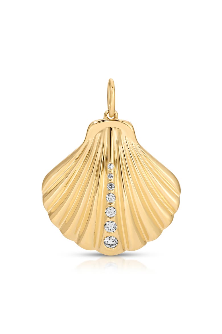 Jumbo Diamond Shell Pendant, Main, color, 14K YELLOW GOLD / DIAMOND