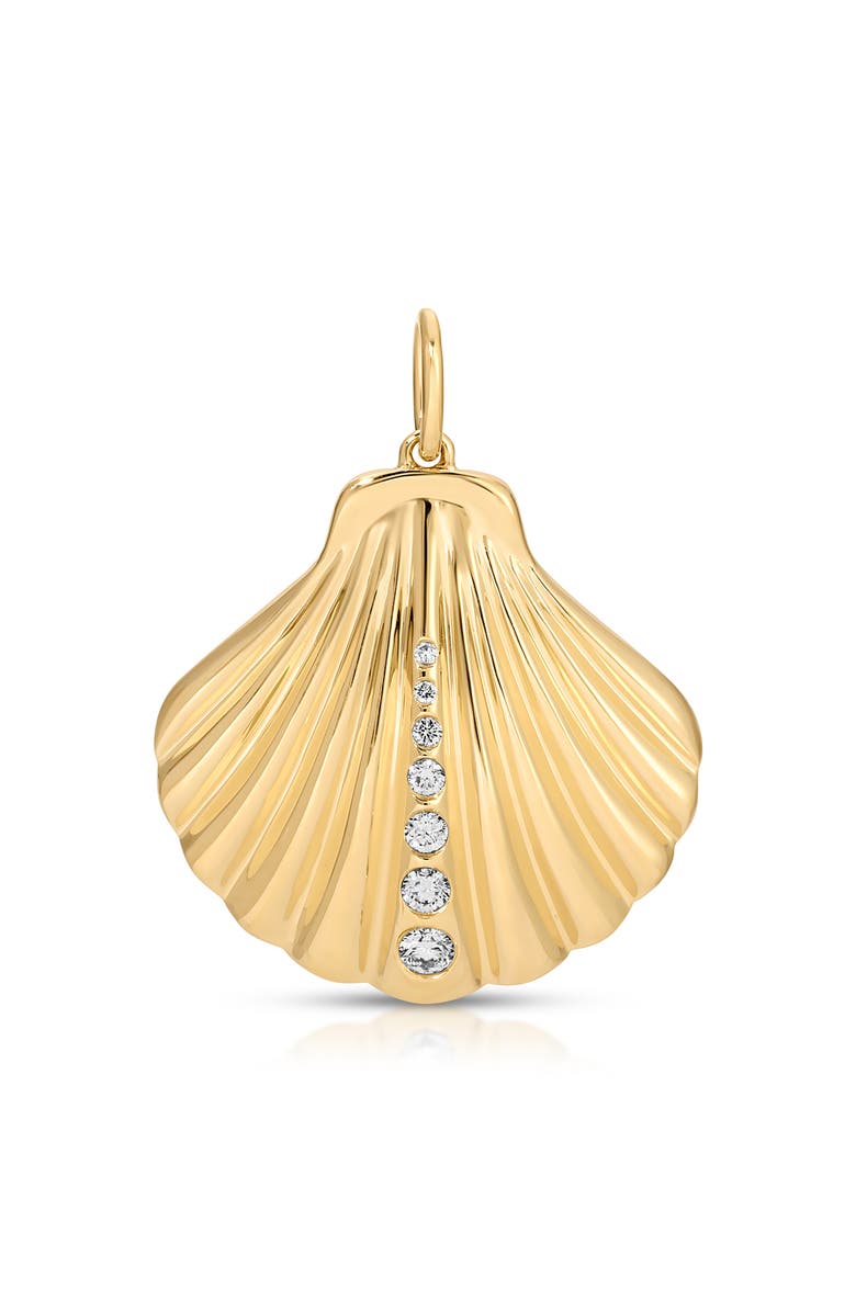 EF Collection Jumbo Diamond Shell Pendant, Main, color, 14K Yellow Gold / Diamond
