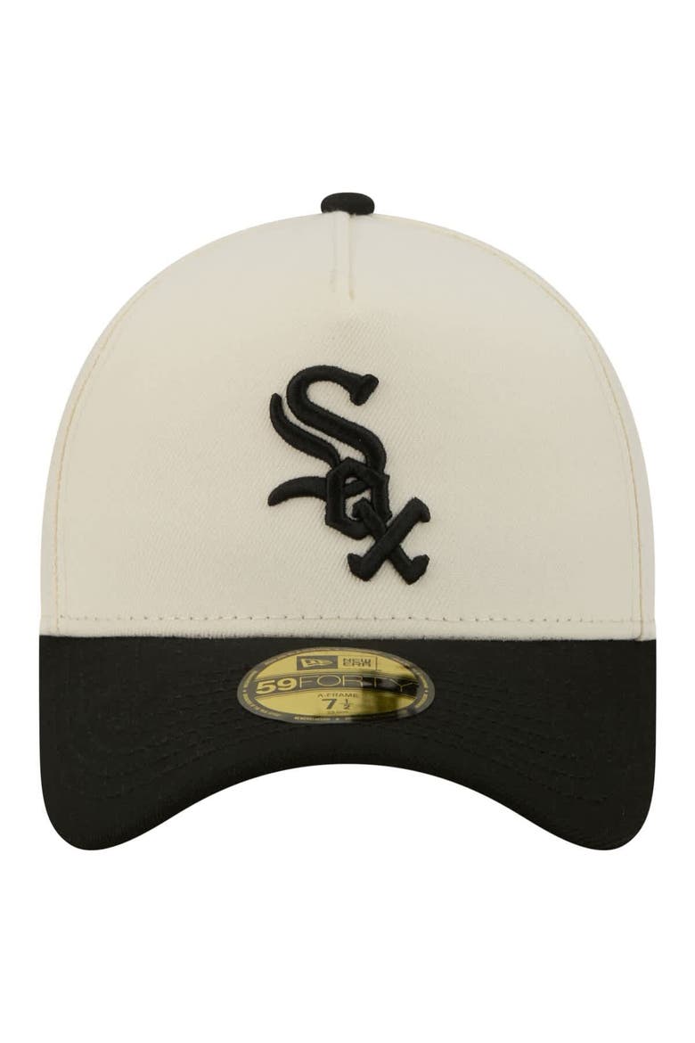 Men's New Era  Cream Chicago White Sox Chrome A-Frame 59FORTY Fitted Hat, Alternate, color, Cream