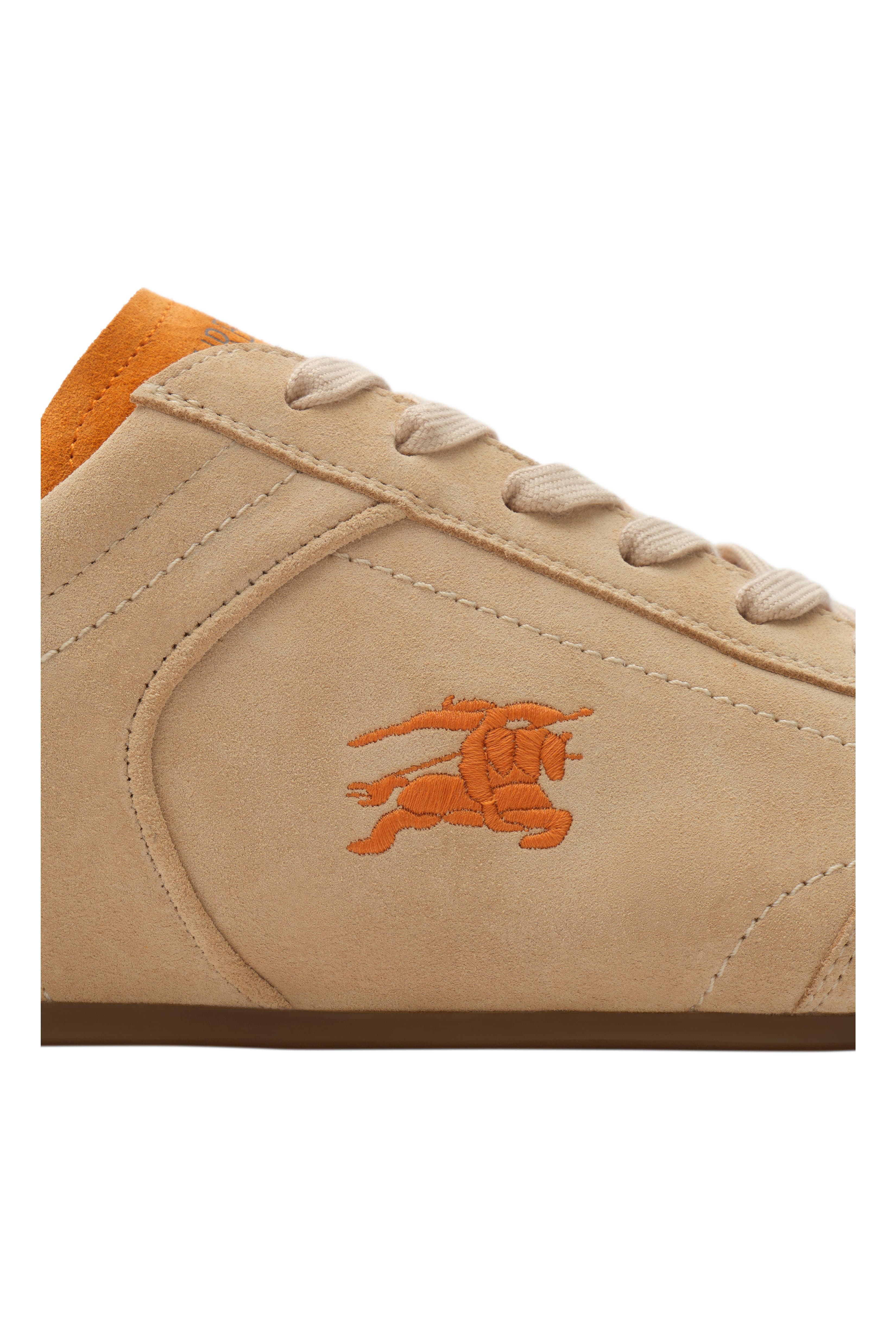 Burberry Suede Knight Runner Sneakers, Alternate, color, Flax/Pumpkin Orange