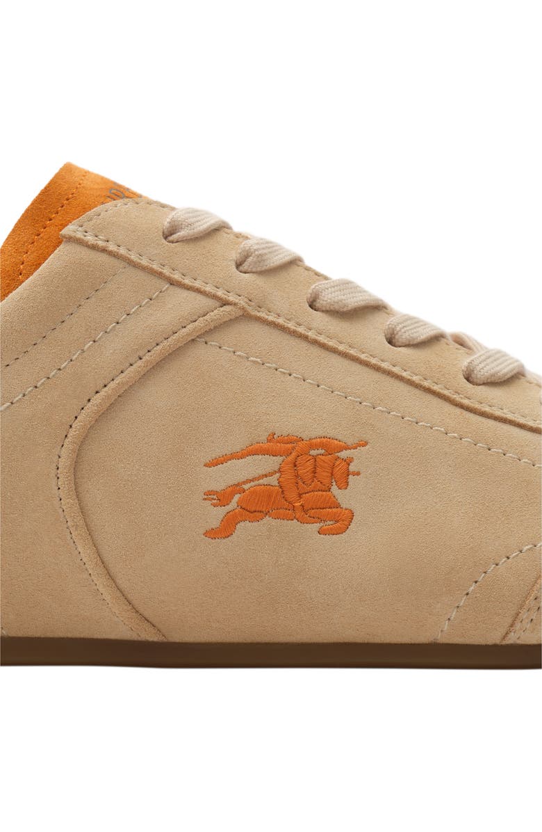 Burberry Suede Knight Runner Sneakers, Alternate, color, Flax/Pumpkin Orange