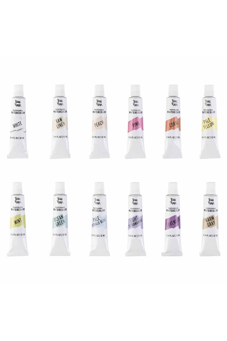 Professional Watercolor Paint Set Pastels 12 Tubes, Alternate, color, Multicolored