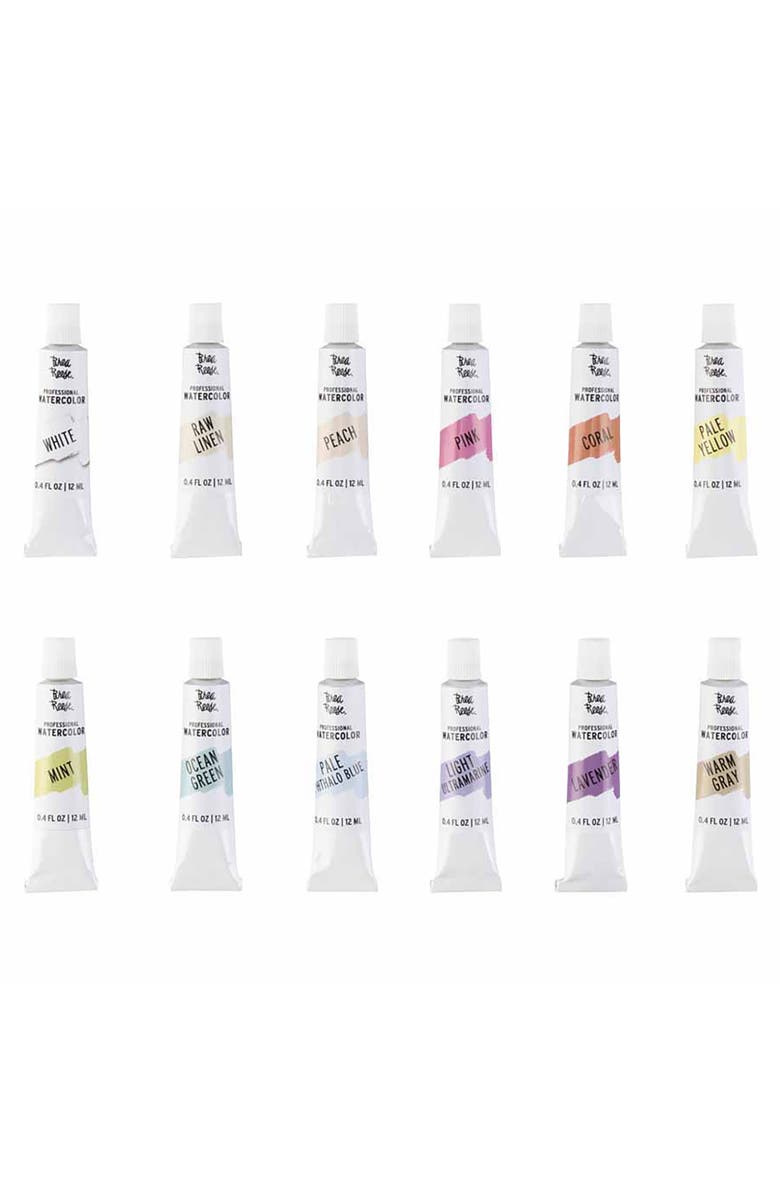 Brea Reese Professional Watercolor Paint Set Pastels 12 Tubes, Alternate, color, Multicolored