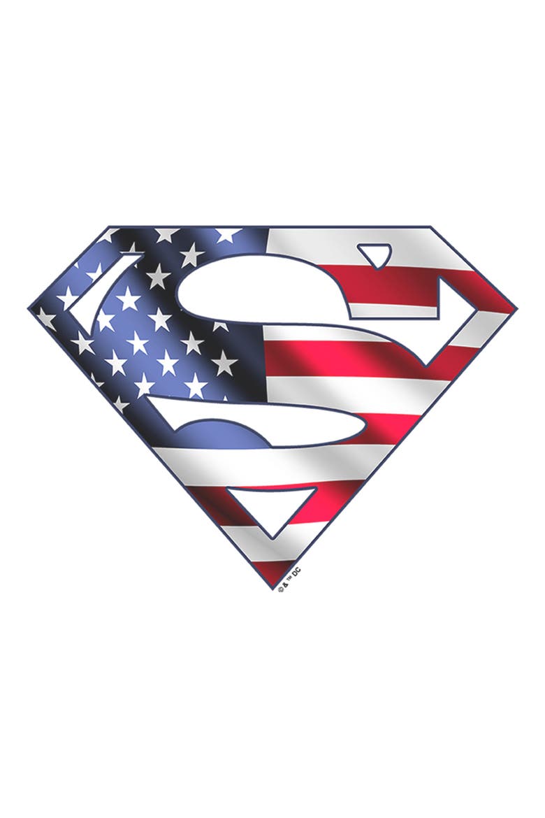 Girl's Superman American Shield Logo  Graphic T-Shirt, Alternate, color, White