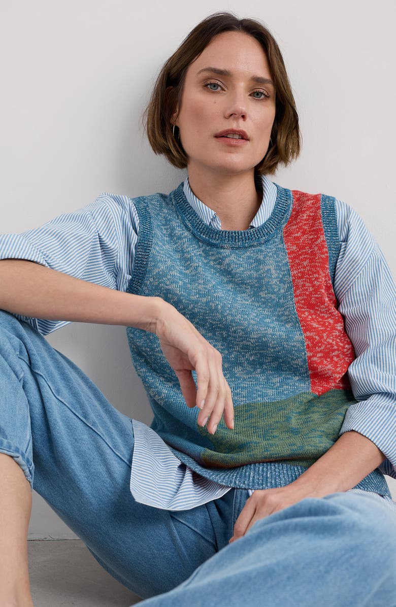 Seasalt Cornwall Morgana Organic Cotton Sweater Vest, Alternate, color, Knit Tangle Wood Lagoon Multi