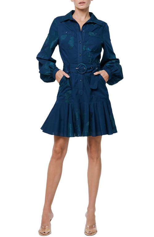 CIEBON CIEBON INA EMBROIDERED LONG SLEEVE COTTON SHIRTDRESS