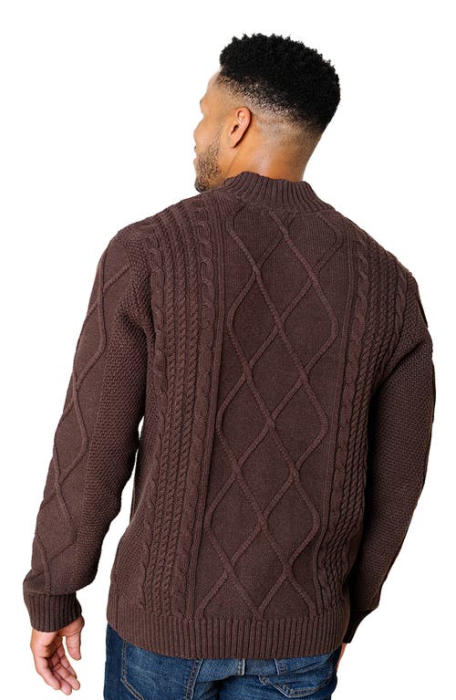 Hope & Henry Organic Mock Neck Cable Sweater In Brown