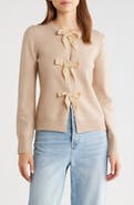 WAYF Kayla Velvet Bow Front Cardigan
