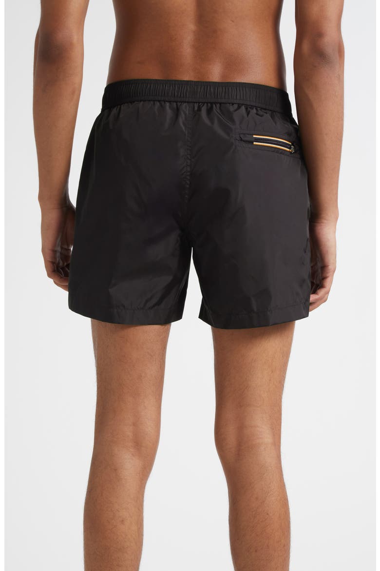 Logo Patch Swim Trunks, Alternate, color, BLACK