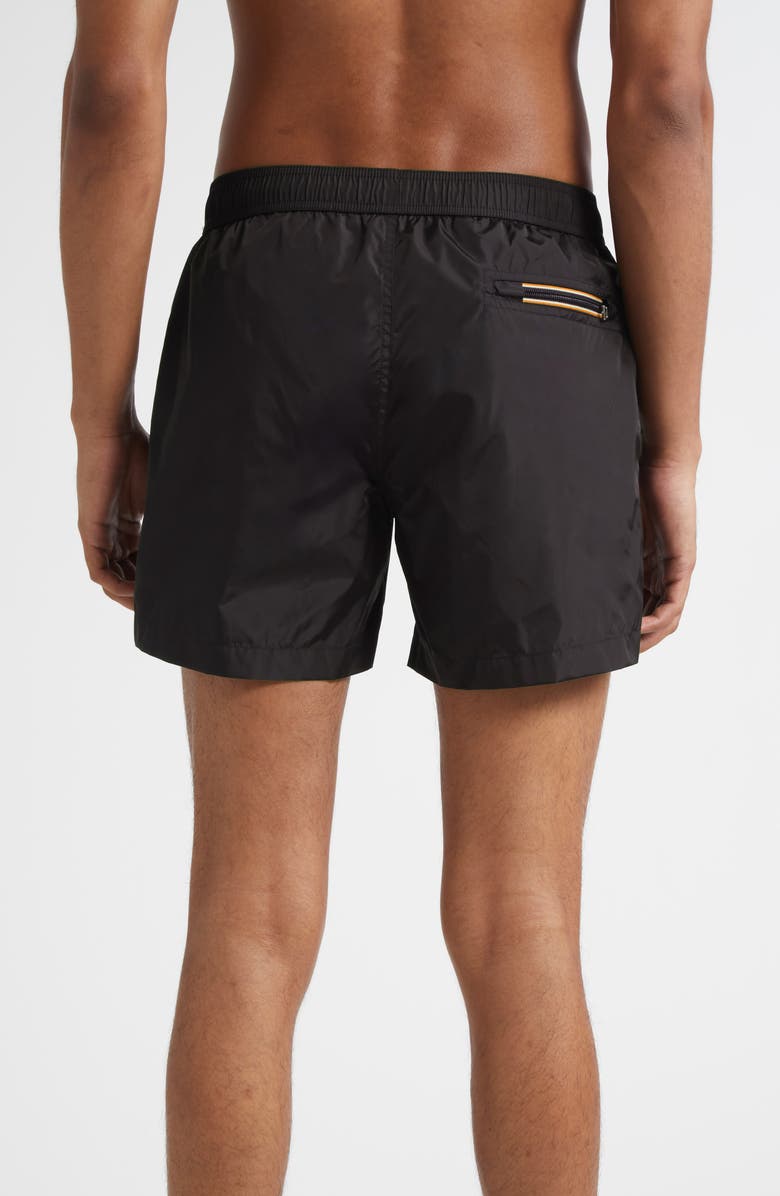 Moncler Logo Patch Swim Trunks, Alternate, color, Black