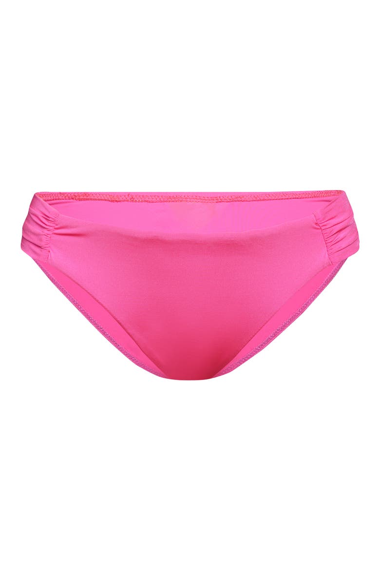 Solids Shirred Side Bikini Bottoms, Alternate, color, ELECTRIC PINK