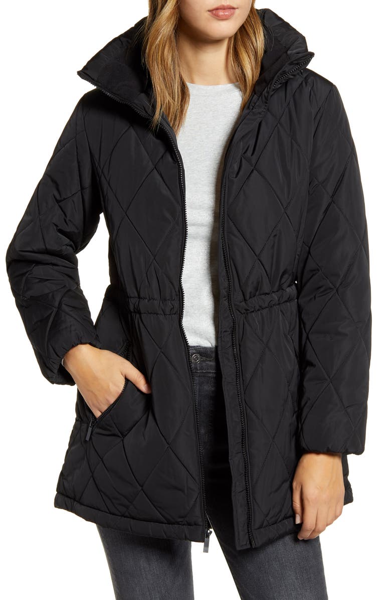 Ellen Tracy Cinch Waist Quilted Jacket, Main, color, 