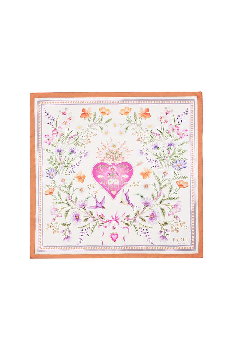 Penelope Medium Square Scarf, Main, color, Ivory & Purple