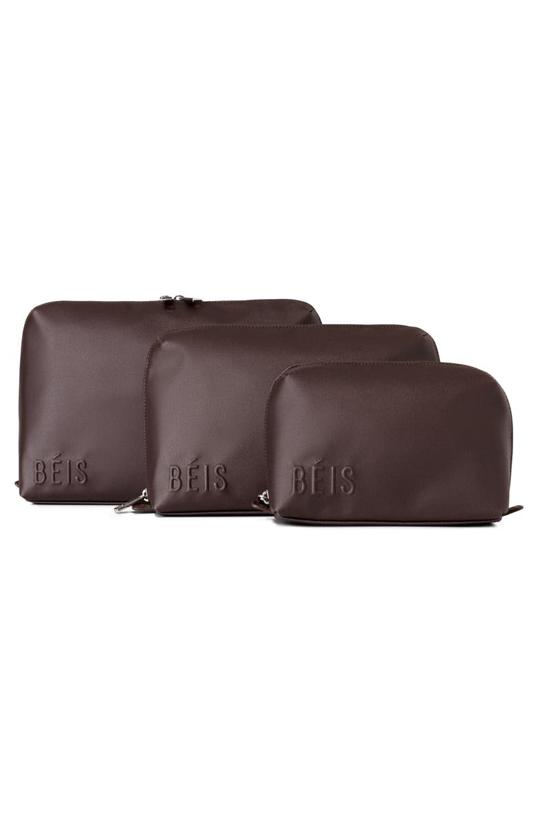 Béis The Small Cosmetic Pouch, Alternate, color, Espresso