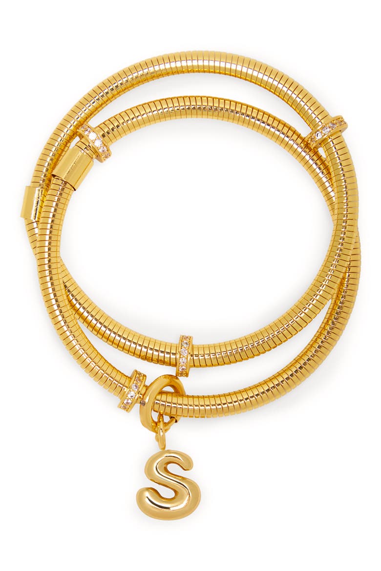 Bubble Charm Initial Bracelet, Main, color, GOLD - S